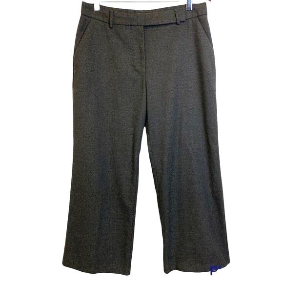 Zara Charcoal Grey Wide Leg Pant Women Sz L Cropped Pockets Career Casual - Picture 1 of 10